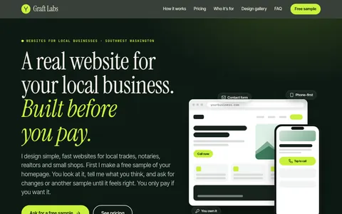Screenshot of the Graft Labs site in the Canopy design