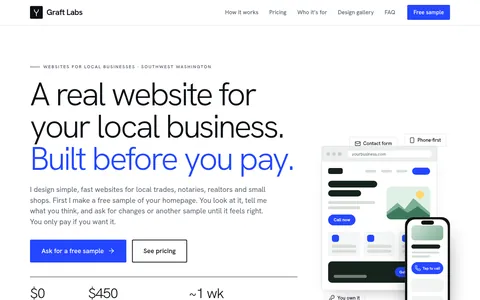 Screenshot of the Graft Labs site in the Quiet Studio design
